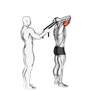 Ejercicio Asistido de pie extensión de tríceps (con toalla) para trabajar tríceps