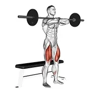 Ejercicio Con barra banca sentadilla frontal para trabajar cuádriceps
