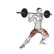 Ejercicio Con barra lateral sentadilla dividida para trabajar cuádriceps