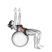 Ejercicio Crunch abdominal (en stability ball, brazos recta) para trabajar abdominales
