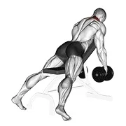 Ejercicio Con mancuerna declinado encogimiento de hombros v. 2 para trabajar trapecios