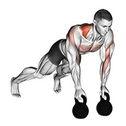 Ejercicio Con kettlebell alternando renegade remo para trabajar espalda alta