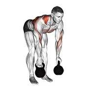 Ejercicio Con kettlebell alternando remo para trabajar espalda alta