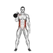 Ejercicio Con kettlebell flexionado press para trabajar abdominales
