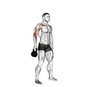 Ejercicio Con kettlebell bottoms arriba cargada desde el colgado position para trabajar bíceps