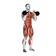 Ejercicio Con kettlebell doble jerk para trabajar deltoides