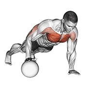 Ejercicio Flexión de brazos con balón medicinal para trabajar pectorales