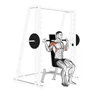 Ejercicio En máquina Smith detrás de cuello press para trabajar deltoides