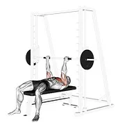 Ejercicio En máquina Smith inverso agarre press para trabajar pectorales