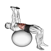 Ejercicio Con peso adicional por encima de la cabeza crunch abdominal (en con pelota de estabilidad) para trabajar abdominales