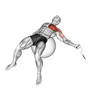 Ejercicio En polea a un brazo aperturas en con pelota de ejercicio para trabajar pectorales
