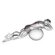 Ejercicio Con pelota de ejercicio extensión de espalda con manos detrás de cabeza para trabajar columna