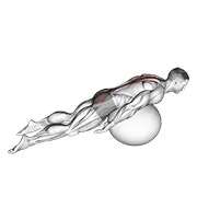 Ejercicio Con pelota de ejercicio extensión de espalda con rodillas off ground para trabajar columna