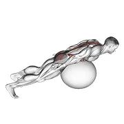 Ejercicio Con pelota de ejercicio extensión de espalda con rotación para trabajar columna