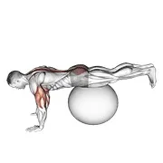 Ejercicio Con pelota de ejercicio boca abajo elevación de piernas para trabajar columna