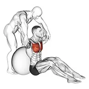 Ejercicio Asistido sentado pectoralis major estiramiento con con pelota de estabilidad para trabajar pectorales