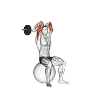 Ejercicio Con barra EZ press francés en con pelota de ejercicio para trabajar tríceps