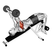 Ejercicio EZ con barra declinado extensión de tríceps para trabajar tríceps